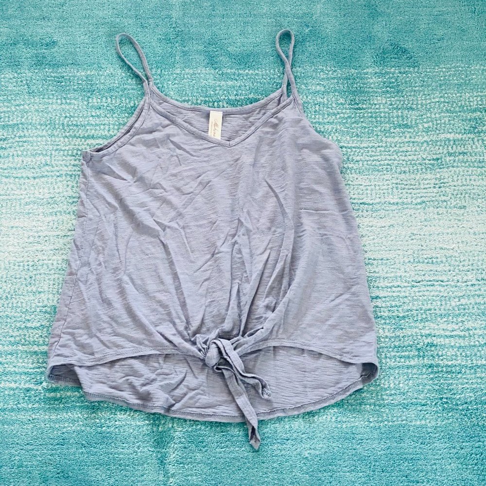 Mahina Blue Tie-Front Tank Top